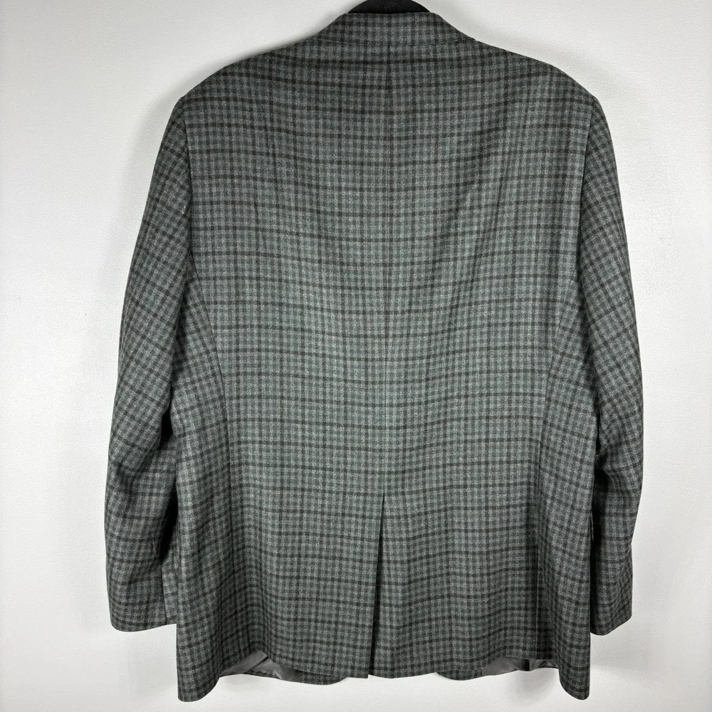 Hart Schaffner Marx Men's 44R Gray Plaid Loro‎ Piana Cashmere Two Button Blazer